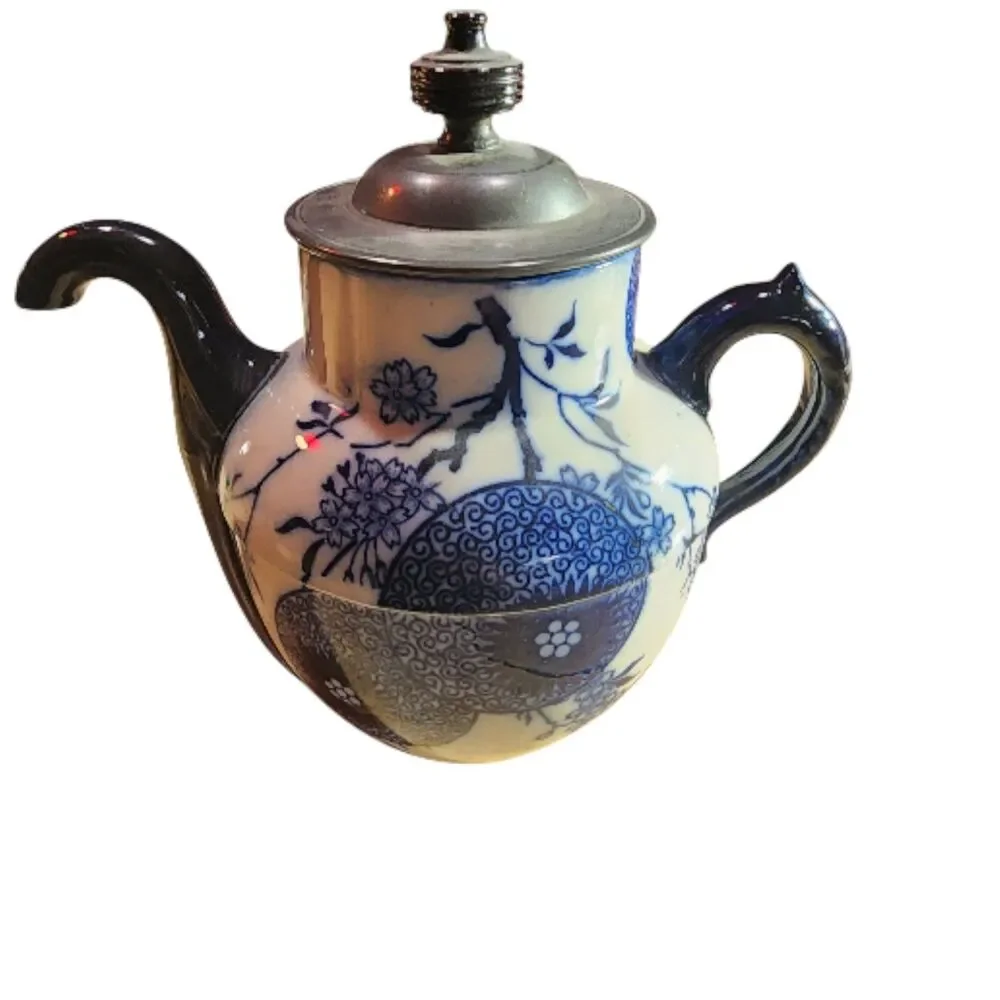 Antique 1886 Doulton Burslem Royle’s‎ Patent Self-Pouring Teapot Blue & White